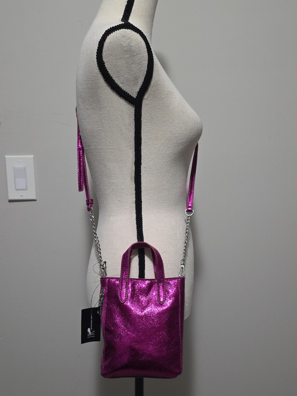 INC International Concepts Rachell Crossbody Hand Bag Pink Tutu Metallic